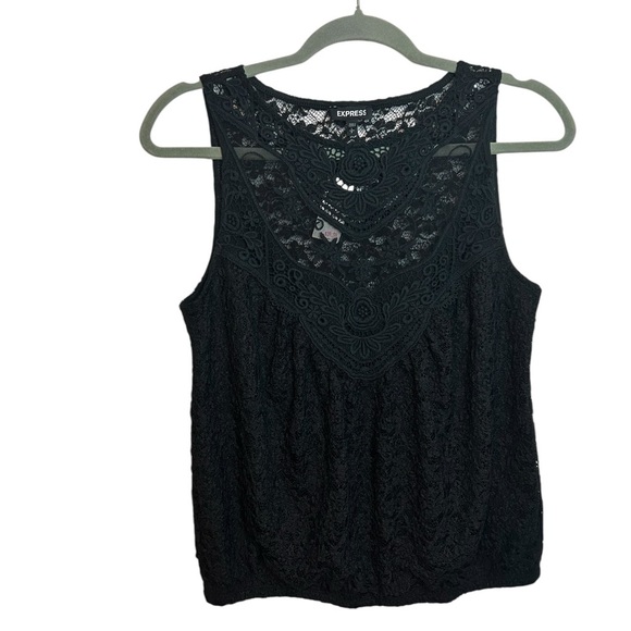 Nwt Express Black Lace Crochet Sleeveless Blouse - Picture 1 of 5